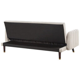 Beliani Sofa Bed 3 Seater Senja Faux Linen Light Beige - thumbnail 7