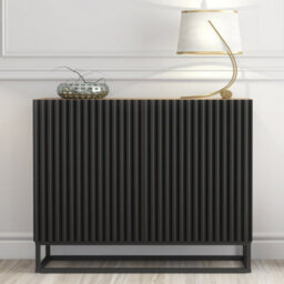 Creative Furniture Ripple Sideboard 100Cm - Oak & Black Fluted Doors