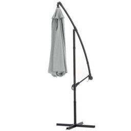 Breeins 3M Outdoor Light Grey Crank Tilt Solar Banana Light Outdoor Garden Patio Bar Umbrella Cantilever Parasol With Cross Base - thumbnail 4