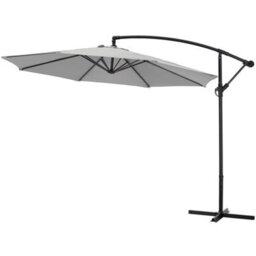 Breeins 3M Outdoor Light Grey Crank Tilt Solar Banana Light Outdoor Garden Patio Bar Umbrella Cantilever Parasol With Cross Base - thumbnail 3