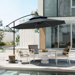 Thehotsale Dark Grey Double-Top Cantilever Parasol Solar Led Lights,3M - thumbnail 2