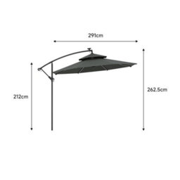 Thehotsale Dark Grey Double-Top Cantilever Parasol Solar Led Lights,3M - thumbnail 9
