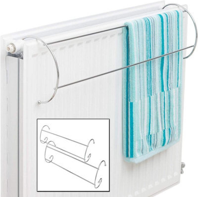 Pack Of 2 Chrome Twin Radiator Clothes Airers Durable 2-Bar Indoor Towel Drying Rails - image 1