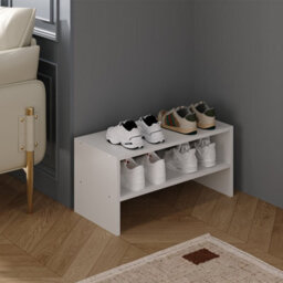 Thehotsale 2 Tier White Load-Bearing Wooden Corner Shoe Rack