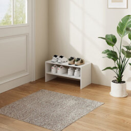 Thehotsale 2 Tier White Load-Bearing Wooden Corner Shoe Rack - thumbnail 2