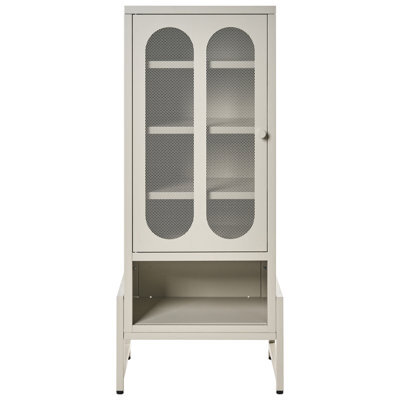 Wyld And Coco Nova Home 1-Door Beige Cashmere Steel Sideboard With Perforated Doors - image 1