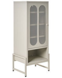 Wyld And Coco Nova Home 1-Door Beige Cashmere Steel Sideboard With Perforated Doors - thumbnail 3