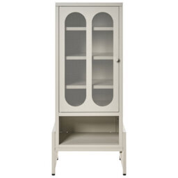 Wyld And Coco Nova Home 1-Door Beige Cashmere Steel Sideboard With Perforated Doors - thumbnail 1