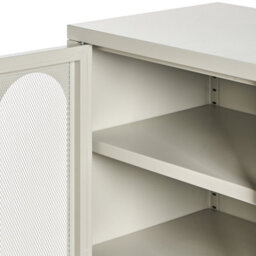 Wyld And Coco Nova Home 1-Door Beige Cashmere Steel Sideboard With Perforated Doors - thumbnail 7