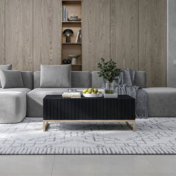 Heze Furniture Elpis Glamour Coffee Table 110 Cm - Black Matt / Golden Frame - thumbnail 3