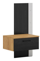 Impact Furniture Bedside Table With Led Lights Left Side Cabinet With Drawer Nightstand Oak And Black Floating Maio - thumbnail 3