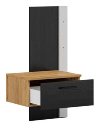 Impact Furniture Bedside Table With Led Lights Left Side Cabinet With Drawer Nightstand Oak And Black Floating Maio - thumbnail 4