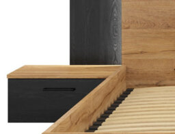 Impact Furniture Bedside Table With Led Lights Left Side Cabinet With Drawer Nightstand Oak And Black Floating Maio - thumbnail 7