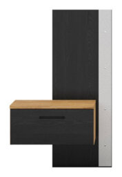 Impact Furniture Bedside Table With Led Lights Left Side Cabinet With Drawer Nightstand Oak And Black Floating Maio - thumbnail 2