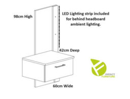 Impact Furniture Bedside Table With Led Lights Left Side Cabinet With Drawer Nightstand Oak And Black Floating Maio - thumbnail 5
