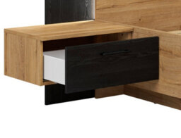 Impact Furniture Bedside Table With Led Lights Left Side Cabinet With Drawer Nightstand Oak And Black Floating Maio - thumbnail 6
