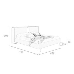 Angel Cerda Elegant Brown Leatherette Bed With Gray Fabric Headboard - thumbnail 7