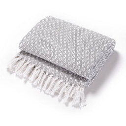 Ehc Super Soft Cotton Large Throw Covers Upto 2-Seater Sofa Or Double Bed, 150 X 200 Cm, Grey - thumbnail 1