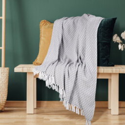 Ehc Super Soft Cotton Large Throw Covers Upto 2-Seater Sofa Or Double Bed, 150 X 200 Cm, Grey - thumbnail 2