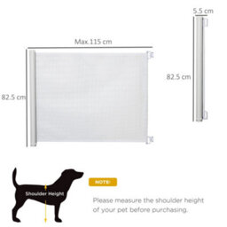 Pawhut Retractable Pet Safety Gate, Folding Stair Barrier, Guard Door - White - thumbnail 3