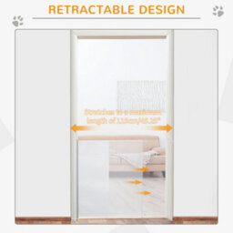 Pawhut Retractable Pet Safety Gate, Folding Stair Barrier, Guard Door - White - thumbnail 5