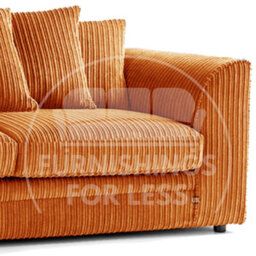 Furnishings For Less UK Luxor Long Fabric Jumbo Cord 4 Seater Sofa - Scatter Back Orange - thumbnail 2