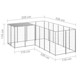 Berkfield Dog Kennel Silver 4.84 M2 Steel - thumbnail 6