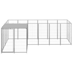 Berkfield Dog Kennel Silver 4.84 M2 Steel - thumbnail 2