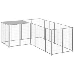 Berkfield Dog Kennel Silver 4.84 M2 Steel - thumbnail 1