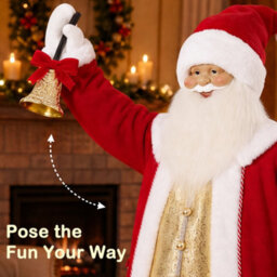 Homcom 5Ft Life Size Christmas Singing Santa Claus With Bell And Wreath - thumbnail 6