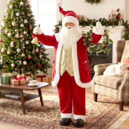 Homcom 5Ft Life Size Christmas Singing Santa Claus With Bell And Wreath - thumbnail 1