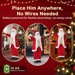 Homcom 5Ft Life Size Christmas Singing Santa Claus With Bell And Wreath - thumbnail 7