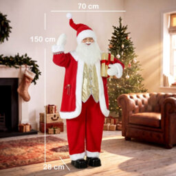 Homcom 5Ft Life Size Christmas Singing Santa Claus With Bell And Wreath - thumbnail 3