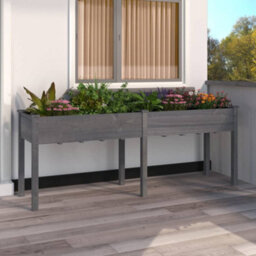 Walplus Planter With Liner Grey 203X53X76 Cm Solid Wood Fir - thumbnail 1