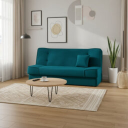 Gabi Comfortable 3 Seater Sofa Bed With Storage And Sleeping Function Turquoise - thumbnail 1