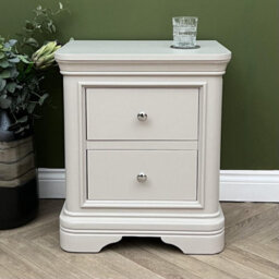 Elm Home And Garden Painted Light Grey 2 Drawer Bedside Cabinet Night Stand Table Fully Assembled 55Cm Wide X 64Cm High X 42Cm Dee - thumbnail 2