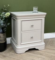 Elm Home And Garden Painted Light Grey 2 Drawer Bedside Cabinet Night Stand Table Fully Assembled 55Cm Wide X 64Cm High X 42Cm Dee - thumbnail 3