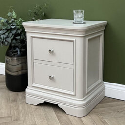 Elm Home And Garden Painted Light Grey 2 Drawer Bedside Cabinet Night Stand Table Fully Assembled 55Cm Wide X 64Cm High X 42Cm Dee - thumbnail 1