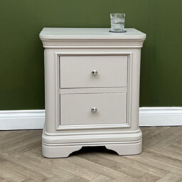Elm Home And Garden Painted Light Grey 2 Drawer Bedside Cabinet Night Stand Table Fully Assembled 55Cm Wide X 64Cm High X 42Cm Dee - thumbnail 4