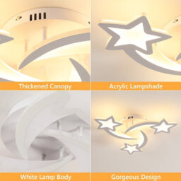 Pheashine Starry Sky Acrylic Led Ceiling Light, 40W 3000K Warm White 3-Light Modern Fixture - thumbnail 7