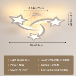 Pheashine Starry Sky Acrylic Led Ceiling Light, 40W 3000K Warm White 3-Light Modern Fixture - thumbnail 2