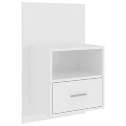 Berkfield Wall-Mounted Bedside Cabinet High Gloss White - thumbnail 2
