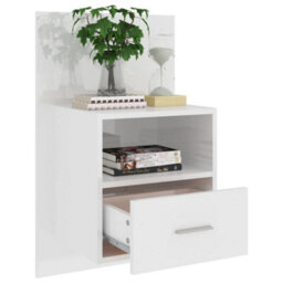 Berkfield Wall-Mounted Bedside Cabinet High Gloss White - thumbnail 4