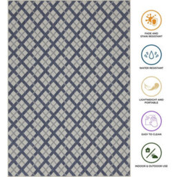 Homeart Outdoor Rugs Easy Cleaning Area Rugs For Balcony,garden,picnic,uv Weather Resistant  D.blue Cream, 160 X 230 Cm - thumbnail 6