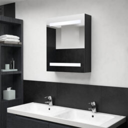 Berkfield Stylish Led Bathroom Mirror Cabinet Black 50X14X60 Cm - thumbnail 2