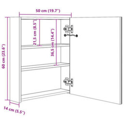 Berkfield Stylish Led Bathroom Mirror Cabinet Black 50X14X60 Cm - thumbnail 8