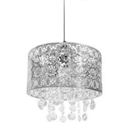 Valuelights Enna Silver Easy Fit Moroccan Style Acrylic Jewel Droplet Drum Ceiling Light Shade (D)22Cm