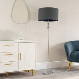 Valuelights Marissa Chrome Stacked Ball Floor Lamp With Charcoal Grey Drum Shade - Led Bulb Included - thumbnail 4