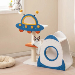 4 Level Cute Cat Tree Tower Activity Center W/ Ufo Shaped Top Perch - thumbnail 3