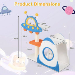 4 Level Cute Cat Tree Tower Activity Center W/ Ufo Shaped Top Perch - thumbnail 2